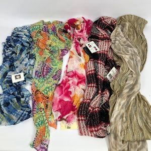 Womens Mixed Lot of Fashion Scarves 5 Total